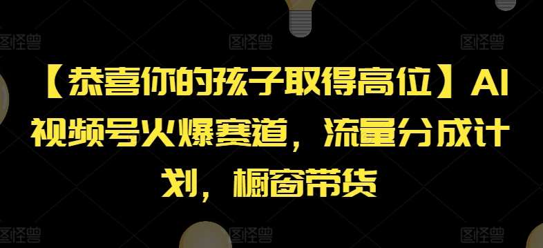 【恭喜你的孩子取得高位】AI视频号火爆赛道，流量分成计划，橱窗带货【揭秘】-知创网