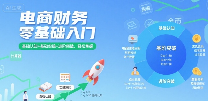 电商财务零基础入门，基础认知+基础实操+进阶突破，轻松掌握-知创网