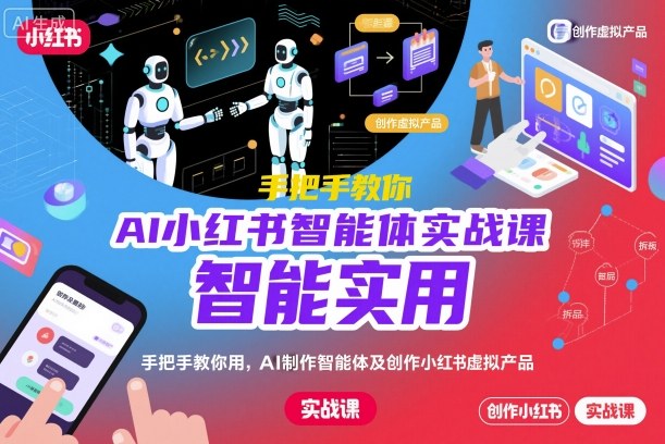 AI小红书智能体实战课，手把手教你用AI制作智能体及创作小红书虚拟产品，提效+内容商业化-知创网
