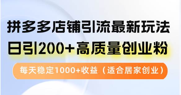 （12893期）拼多多店铺引流最新玩法，日引200+高质量创业粉，每天稳定1000+收益（…-知创网