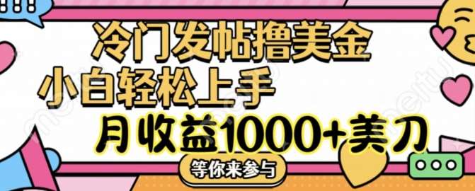 冷门发帖撸美金项目，月收益1000+美金，简单无脑，干就完了【揭秘】-知创网
