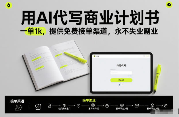用AI代写商业计划书，一单1k，提供免费接单渠道，永不失业副业-知创网