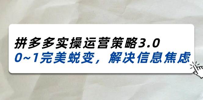 （11658期）2024_2025拼多多实操运营策略3.0，0~1完美蜕变，解决信息焦虑（38节）-知创网