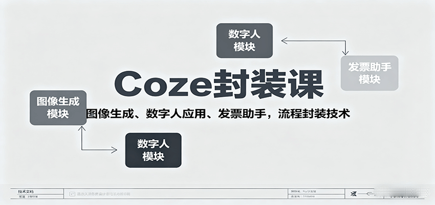 Coze封装课,图像生成、数字人应用、发票助手,流程封装技术-知创网