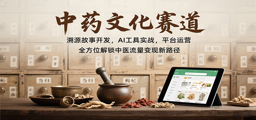 中药文化赛道:溯源故事开发,AI工具实战,平台运营,全方位解锁中医流量变现新路径-知创网