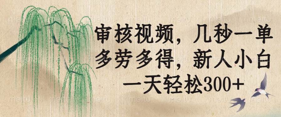 （14202期）审核视频，几秒一单，多劳多得，新人小白一天轻松300+-知创网