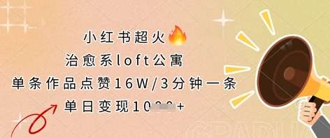小红书超火的治愈系loft公寓,单条作品点赞16W,3分钟一条,单日变现数张-知创网