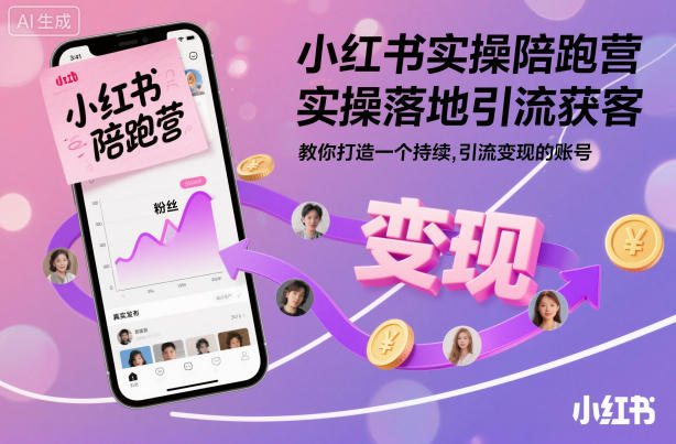 小红书实操陪跑营，实操落地引流获客，教你打造一个持续引流变现的账号-知创网