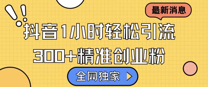 全网独家抖音引流，轻松日引300+精准创业粉【揭秘】-知创网