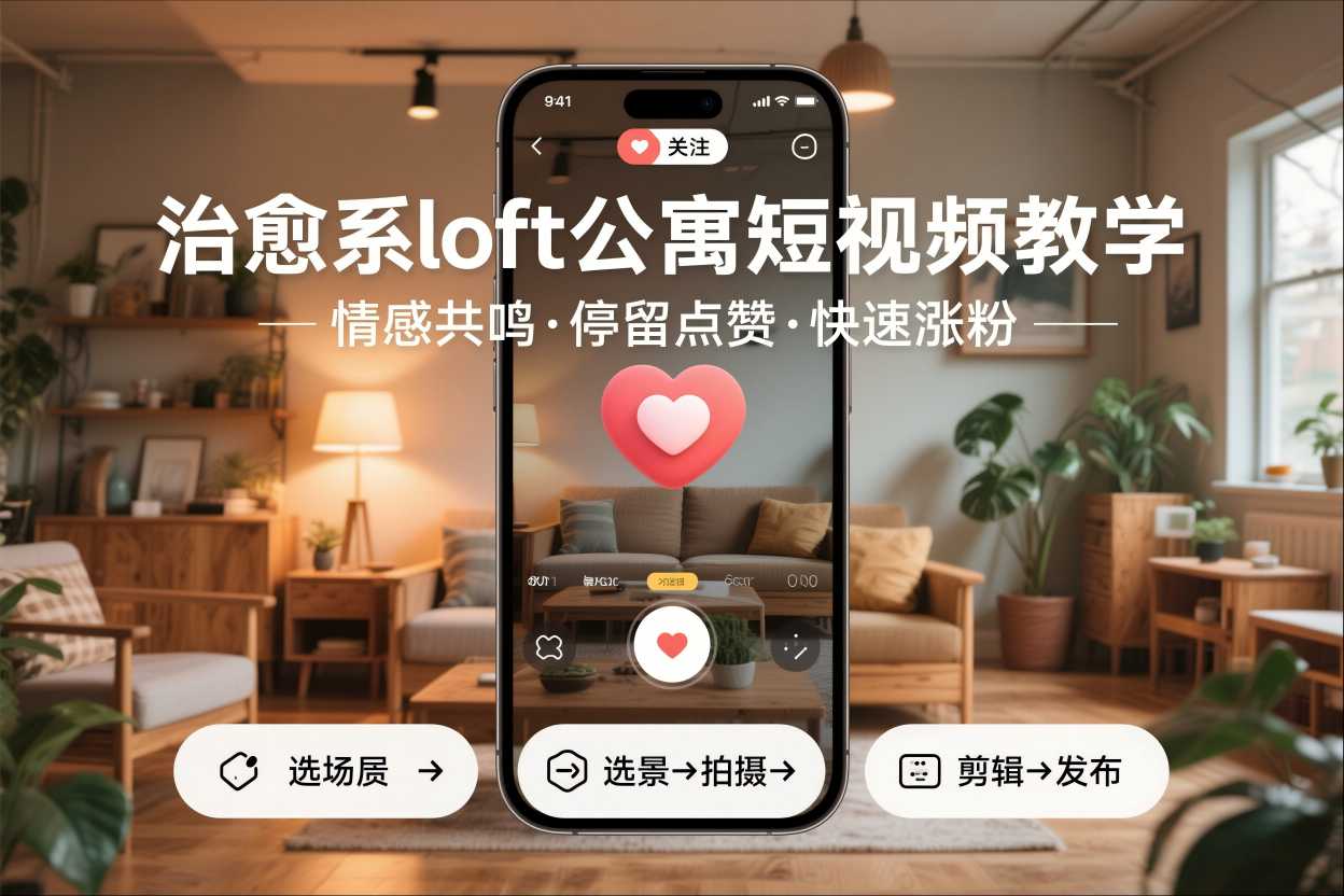 治愈系loft公寓短视频制作教学，情感共鸣引停留点赞关注，快速起号涨粉-知创网