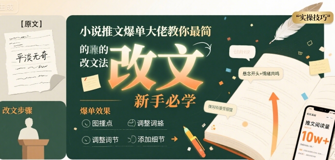 小说推文爆单大佬教你最简单的改文方法实操课,新手必学-知创网