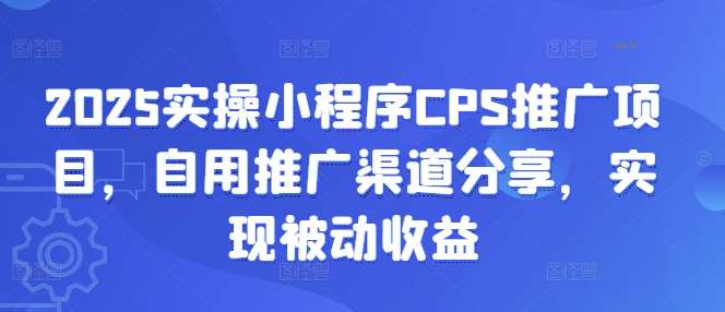 2025实操小程序CPS推广项目，自用推广渠道分享，实现被动收益-知创网