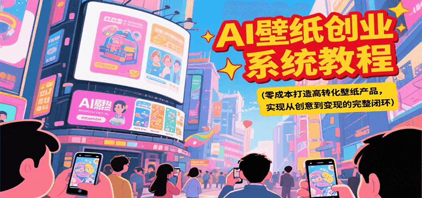 AI壁纸创业系统教程，零成本打造高转化壁纸产品，实现从创意到变现的完整闭环-知创网