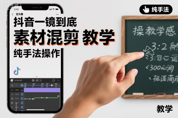 抖音一镜到底素材混剪教学，纯手法操作-知创网