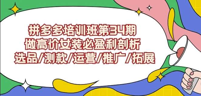 拼多多培训班第34期：做高价女装必盈利剖析选品/测款/运营/推广/拓展-知创网