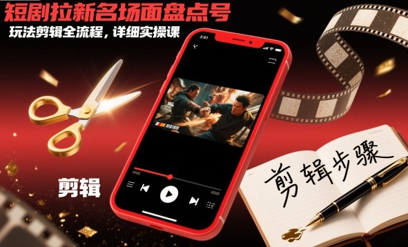 短剧拉新名场面盘点号玩法剪辑全流程,详细实操课-知创网