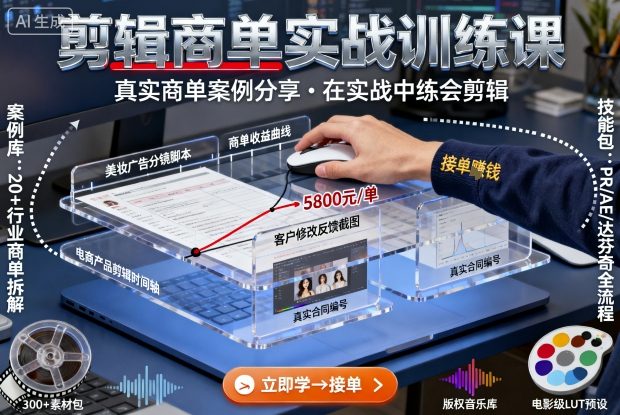 剪辑商单实战训练课，真实商单案例分享，在实战中练会剪辑-知创网