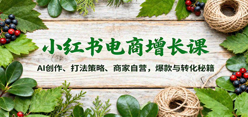 小红书电商增长课：AI创作、打法策略、商家自营，爆款与转化秘籍-知创网