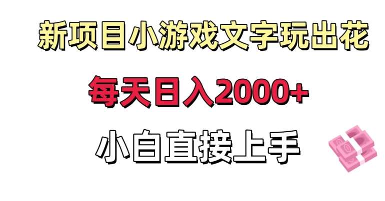 新项目小游戏文字玩出花日入2000+，每天只需一小时，小白直接上手【揭秘】-知创网
