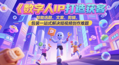 数字人IP打造获客变现实操课，智能选题、文案、剪辑、包装一站式解决短视频创作难题-知创网