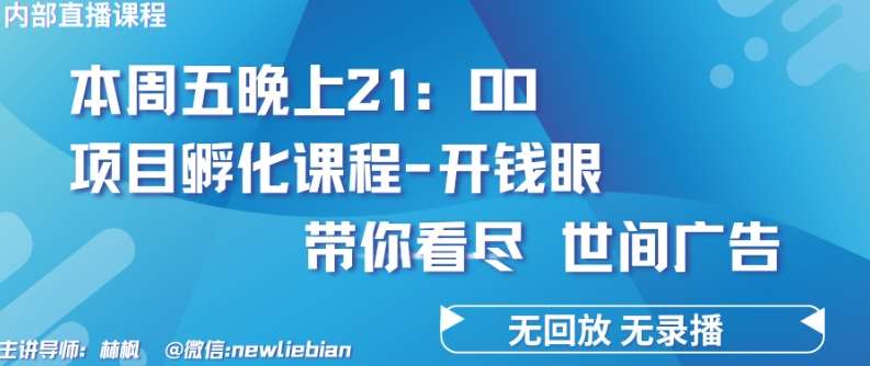 4.26日内部回放课程《项目孵化-开钱眼》赚钱的底层逻辑【揭秘】-知创网
