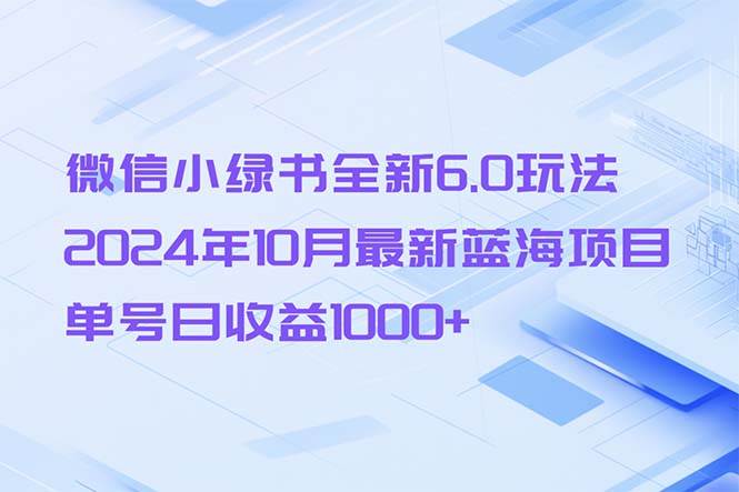 （13052期）微信小绿书全新6.0玩法，2024年10月最新蓝海项目，单号日收益1000+-知创网