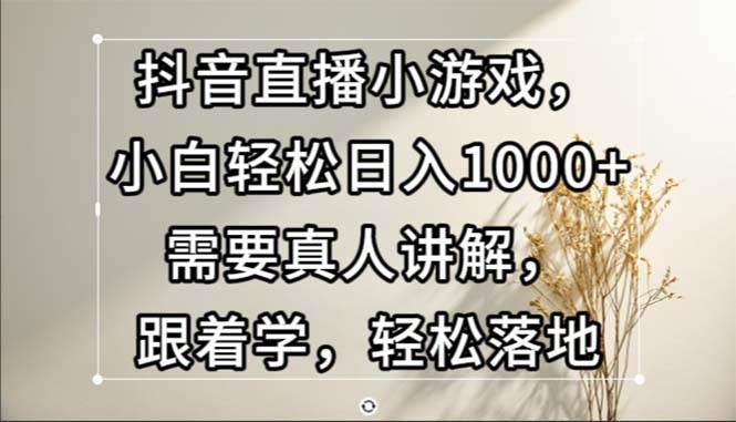 (13075期)抖音直播小游戏,小白轻松日入1000+需要真人讲解,跟着学,轻松落地-知创网