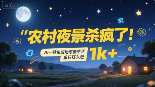 农村夜景杀疯了！AI一键生成治愈系慢生活，单日狂入1k+-知创网