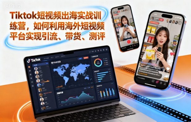 Tiktok短视频出海实战训练营，如何利用海外短视频平台实现引流、带货、测评-知创网