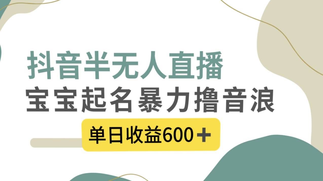 （8192期）抖音半无人直播，宝宝起名，暴力撸音浪，单日收益600+-知创网