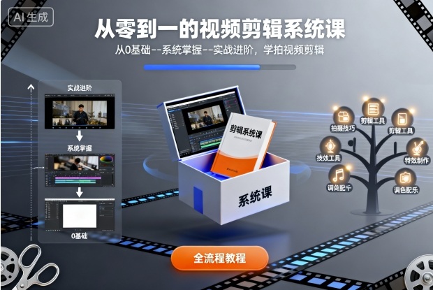 从零到一的视频剪辑系统课，从0基础–系统掌握–实战进阶，学拍视频剪辑-知创网