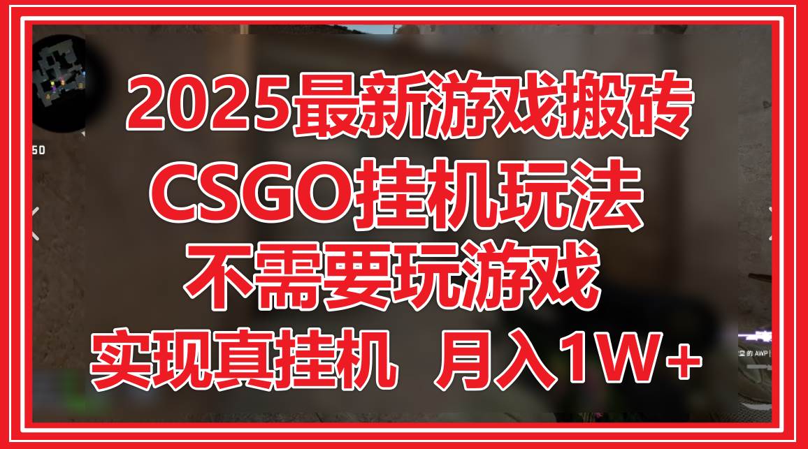 2025最新游戏搬砖，CSGO挂机，不需要玩游戏，实现真挂机，月入1W+-知创网