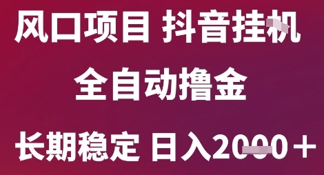 风口项目，六月最新玩法抖音无人挂G，全自动撸金，长期稳定 日入2k+【揭秘】-知创网