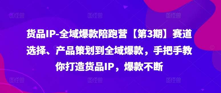 货品IP全域爆款陪跑营【第3期】赛道选择、产品策划到全域爆款，手把手教你打造货品IP，爆款不断-知创网