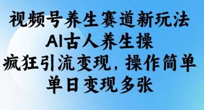 视频号养生赛道新玩法，AI古人养生操，疯狂引流变现，操作简单，单日变现多张-知创网