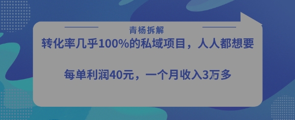 转化率最高的私域项目，每单利润40-50米，月入过1w-知创网