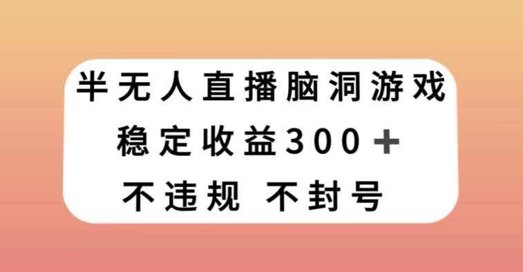 半无人直播脑洞小游戏,每天收入300+,保姆式教学小白轻松上手【揭秘】-知创网