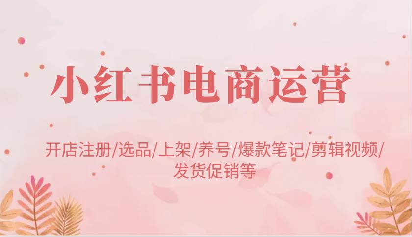 小红书电商运营:开店注册/选品/上架/养号/爆款笔记/剪辑视频/发货促销等-知创网