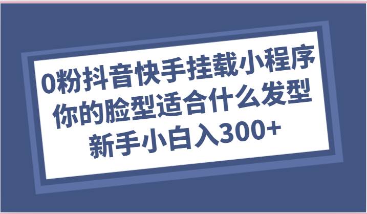 0粉抖音快手挂载小程序，你的脸型适合什么发型玩法，新手小白日入300+-知创网