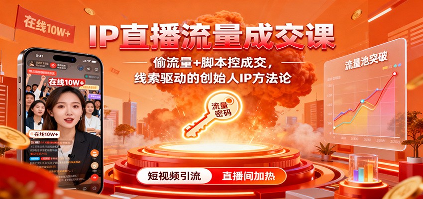 IP直播流量成交课：偷流量+脚本控成交，线索驱动的创始人IP方法论-知创网