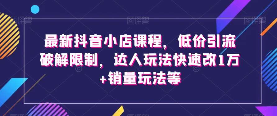 最新抖音小店课程，低价引流破解限制，达人玩法快速改1万+销量玩法等-知创网