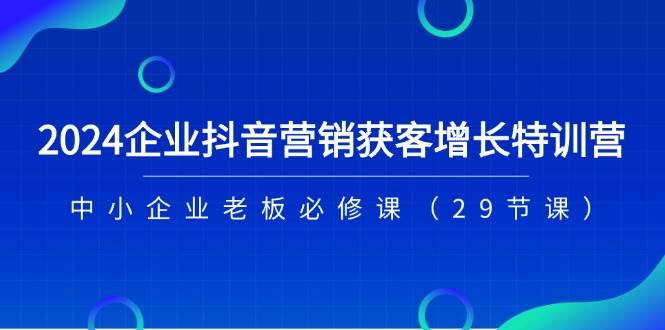 (11349期)2024企业抖音-营销获客增长特训营,中小企业老板必修课(29节课)-知创网