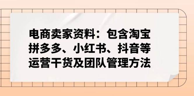 （14354期）电商卖家资料：包含淘宝、拼多多、小红书、抖音等运营干货及团队管理方法-知创网