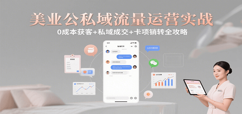 美业公私域流量运营实战：0成本获客+私域成交+卡项销转全攻略-知创网