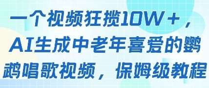 一个视频狂揽10W+点赞,AI生成中老年喜爱的鹦鹉唱歌视频,保姆级教程,轻松挣取创作者分成-知创网