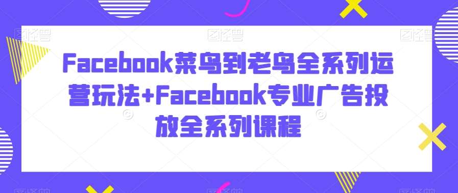 Facebook菜鸟到老鸟全系列运营玩法+Facebook专业广告投放全系列课程-知创网