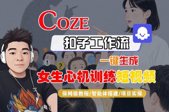 COZE扣子工作流一键生成女生心机训练短视频,保姆级教程-智能体搭建-项目实操-知创网