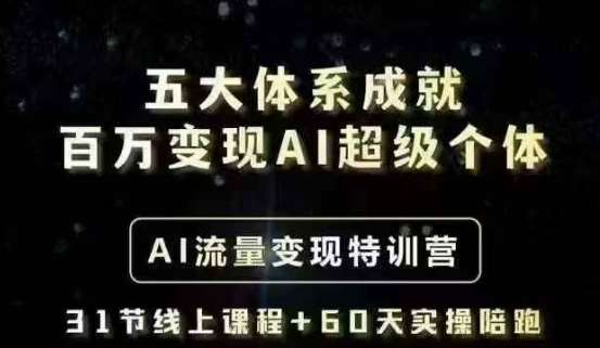 五大体系成就百万变现AI超级个体- AI流量变现特训营，一步一步教你一个人怎么年入百W-知创网