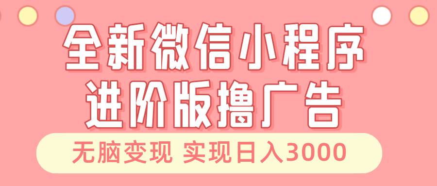 （13197期）全新微信小程序进阶版撸广告 无脑变现睡后也有收入 日入3000＋-知创网
