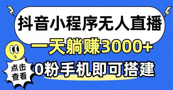 （12988期）抖音小程序无人直播，一天躺赚3000+，0粉手机可搭建，不违规不限流，小…-知创网